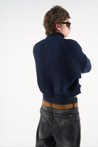 Scff Navy Knit Zipper