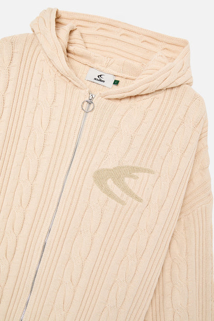 Latte Ecru Zipper Knit