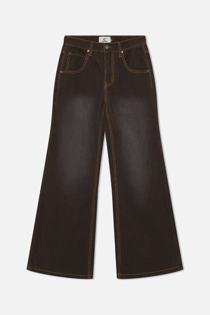Corduroy Flared Brown Pants