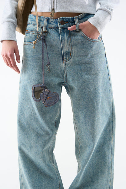Love Denim Keychain Mirror