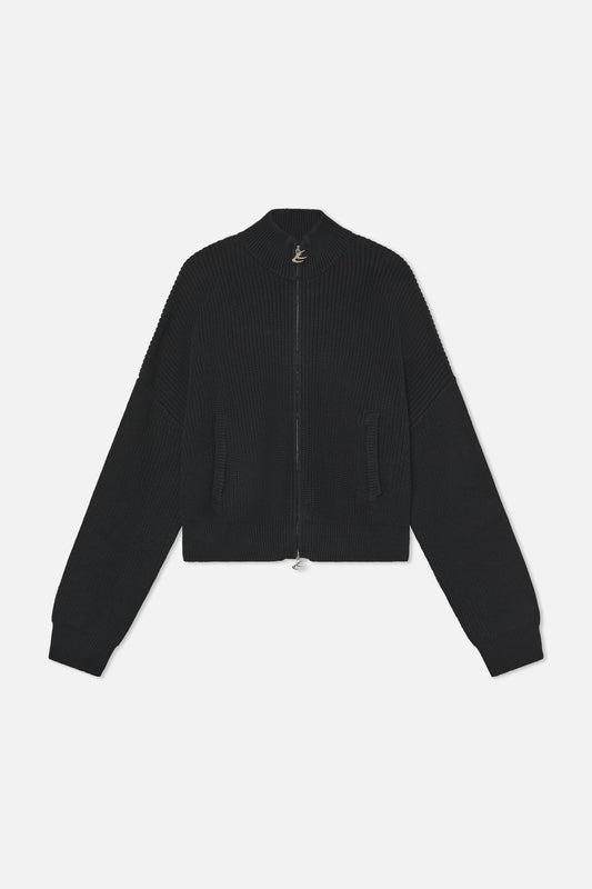 Delore Black Knit Zipper