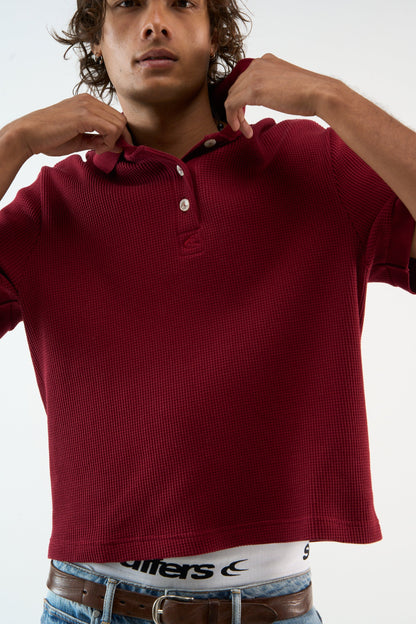 Waffle Burgundy Polo