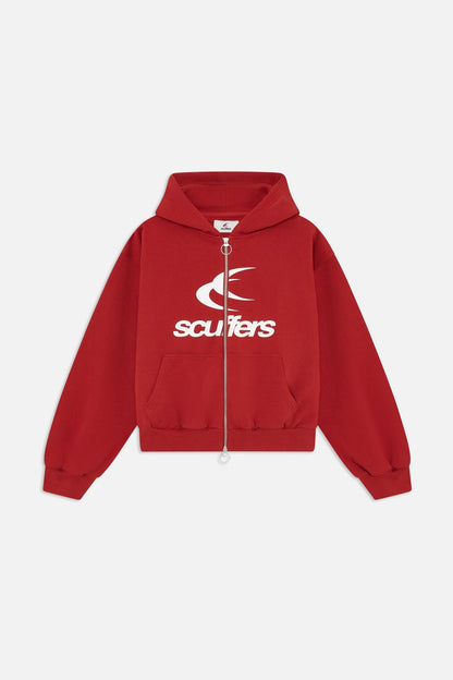 Logo Red Zipped Hoodie