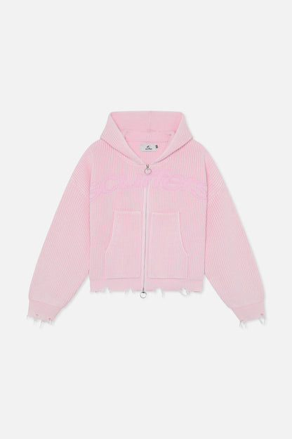 New Light Pink Buzz Knit Zipper