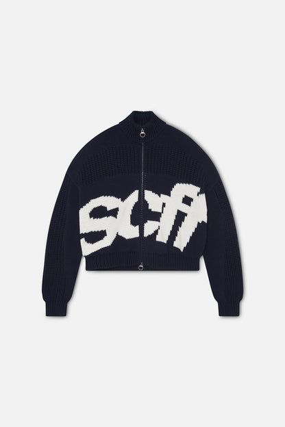 Scff Navy Knit Zipper