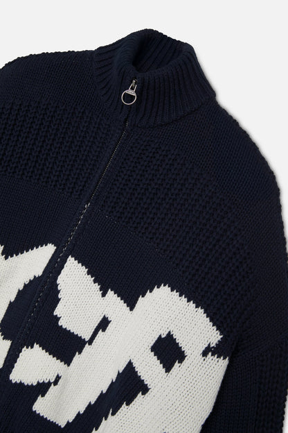 Scff Navy Knit Zipper