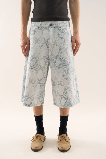 Jumbo Light Blue Snakeprint Shorts